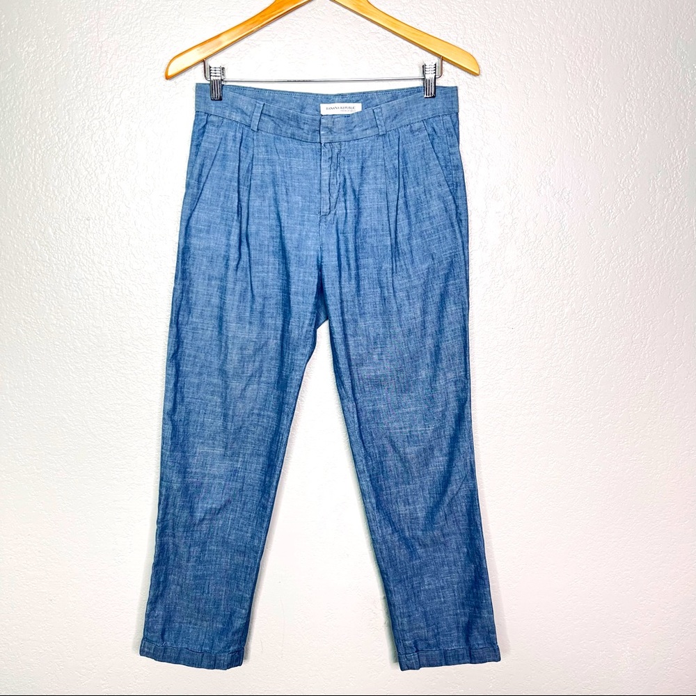 Banana republic chambray 100% cotton pleated trousers size 2
